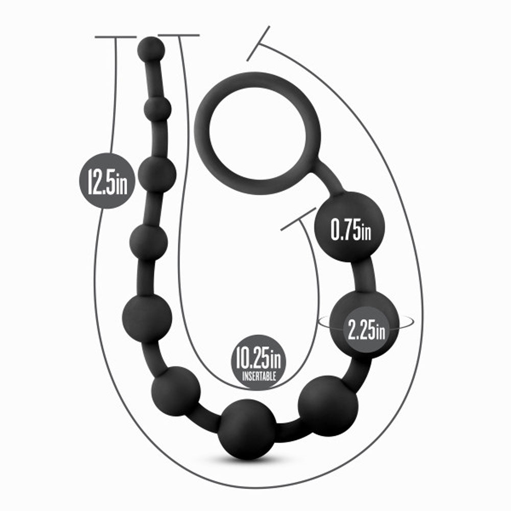 Anal Adventures Platinum Silicone 10 Anal Beads – Black