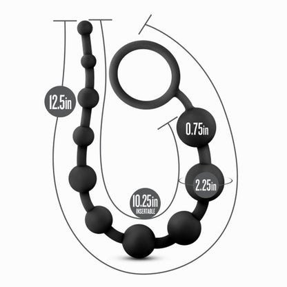 Anal Adventures Platinum Silicone 10 Anal Beads – Black