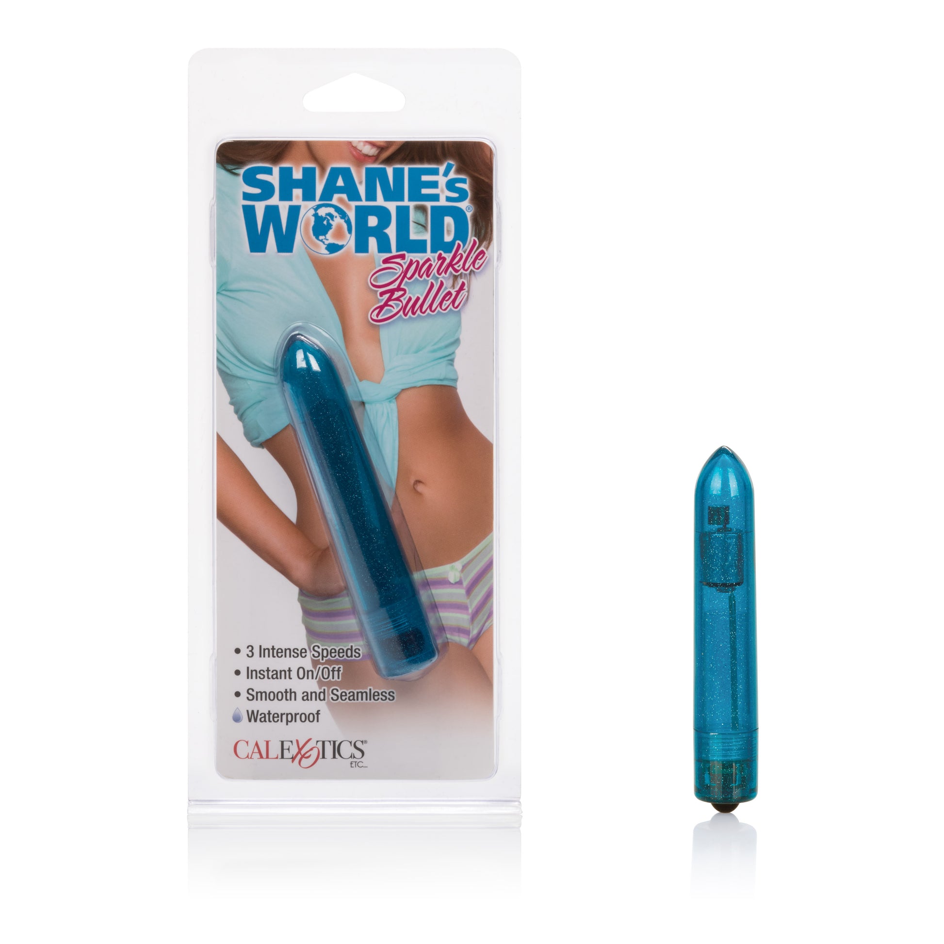 CalExotics Shane's World Sparkle Bullet - Blue - 3-Speed Waterproof Vibrator