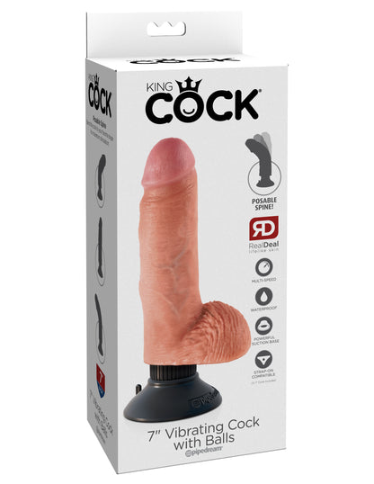 King Cock 7-Inch Vibrating Cock with Balls – Flesh