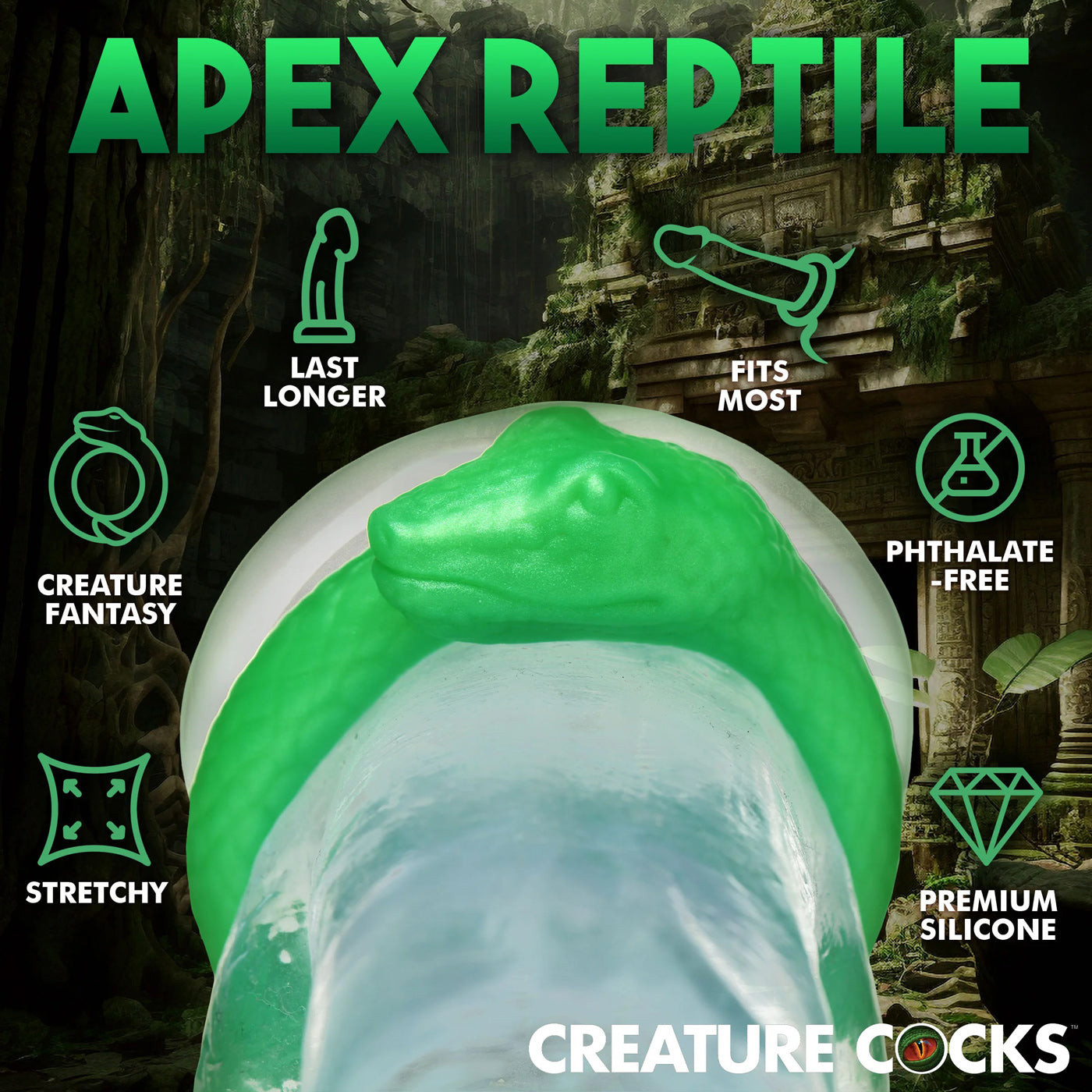 XR Brands Serpentine Silicone Cock Ring - Green