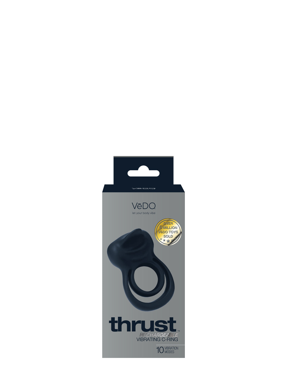 VeDO Thrust Rechargeable Dual Vibrating Cock Ring, Phthalate-Free, Black
