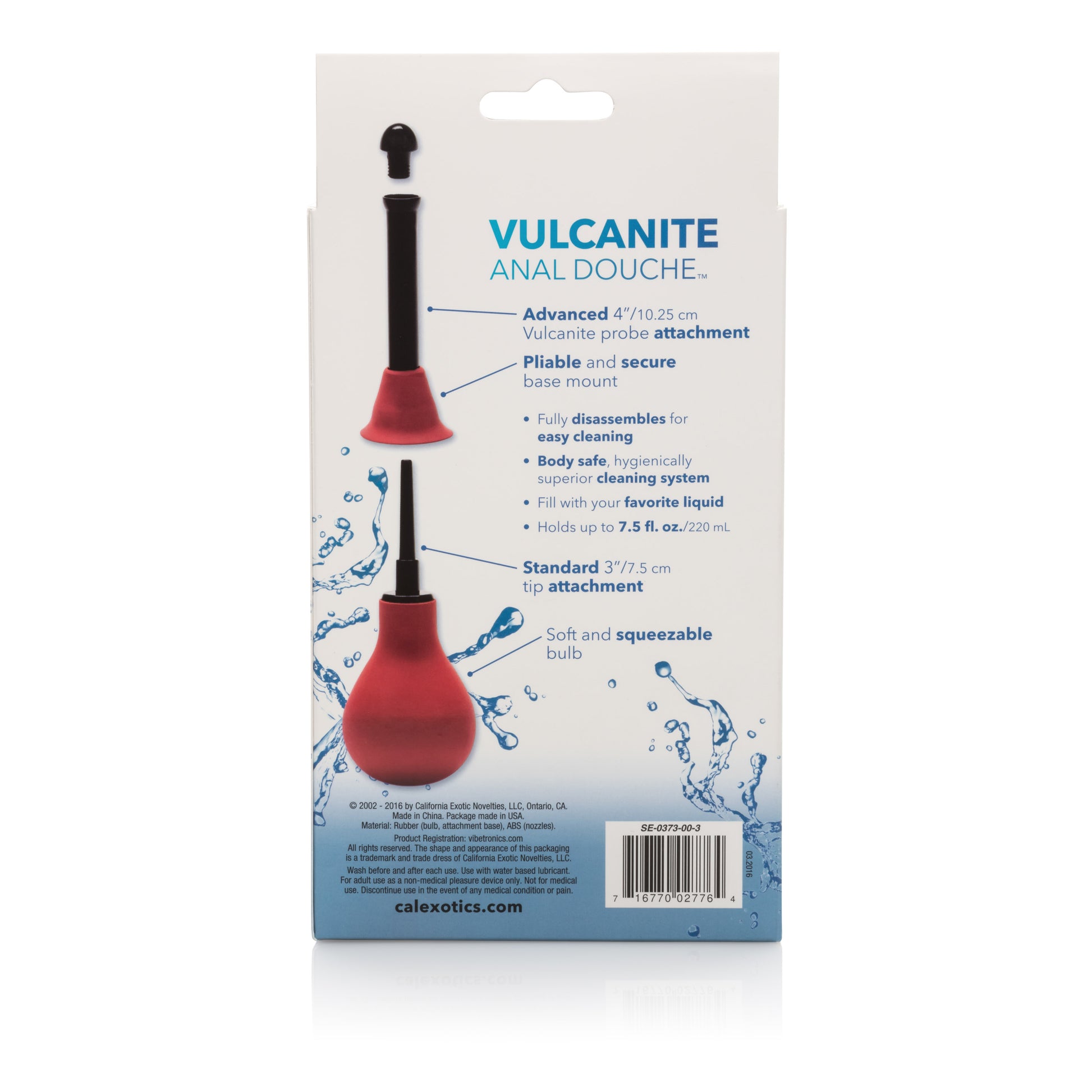 CalExotics Vulcanite Anal Douche System with Attachments – Red