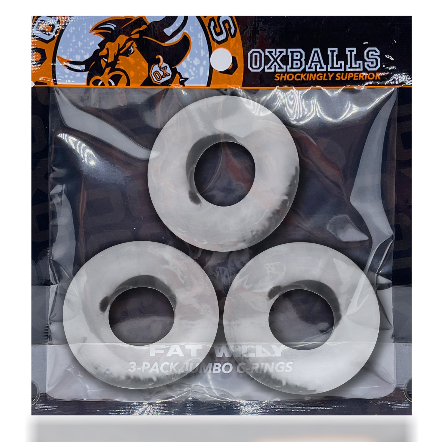 Oxballs Fat Willy 3-Pack Jumbo C-Rings – Clear