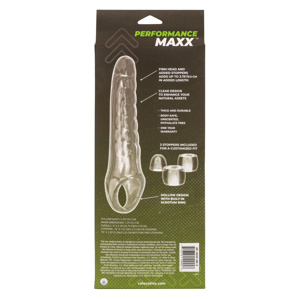 CalExotics Performance Maxx Clear Extension Kit – Clear, 3.75" Head, Body-Safe Material