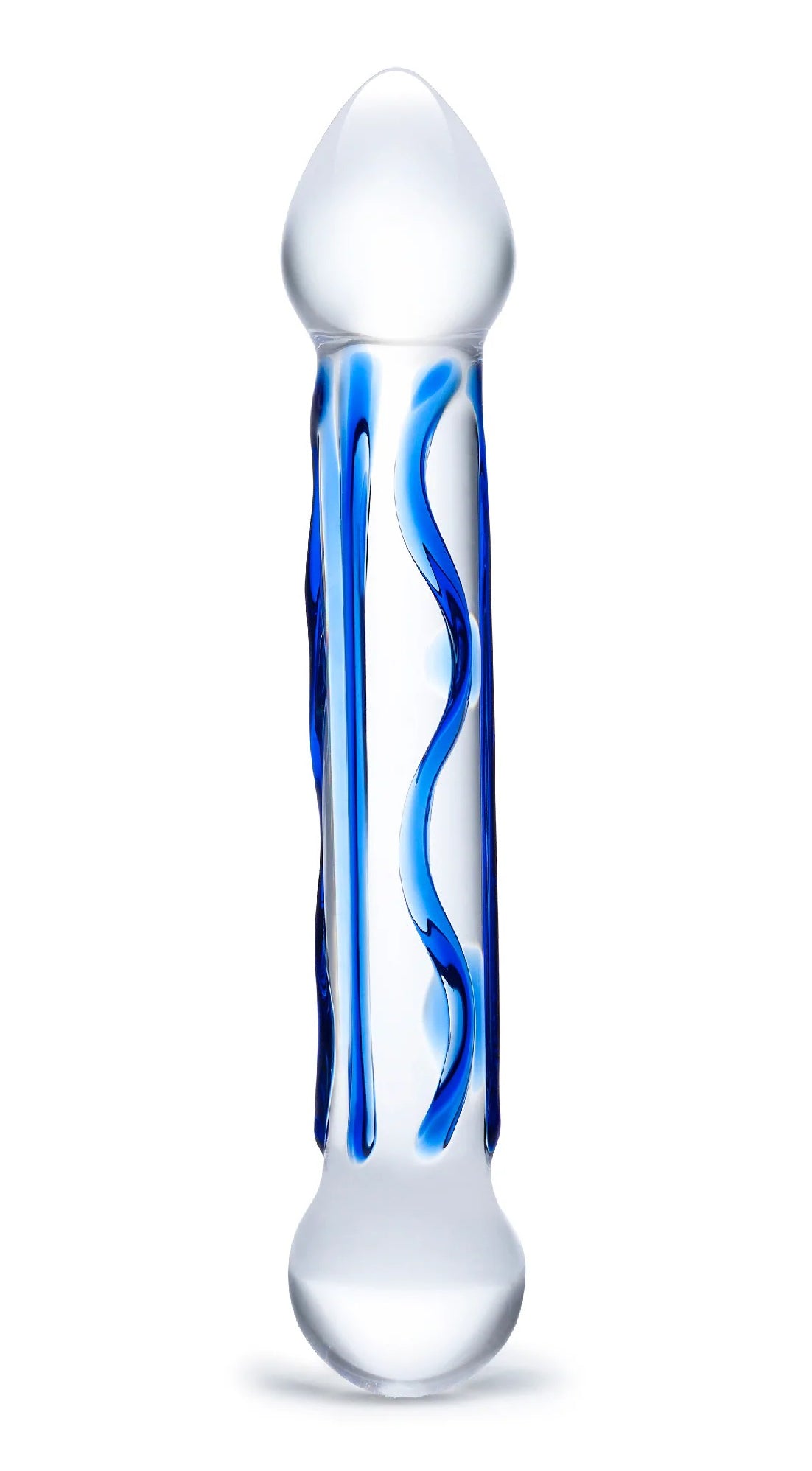 Electric Novelties 6.5 Inch Full Tip Textured Glass Dildo – Blue