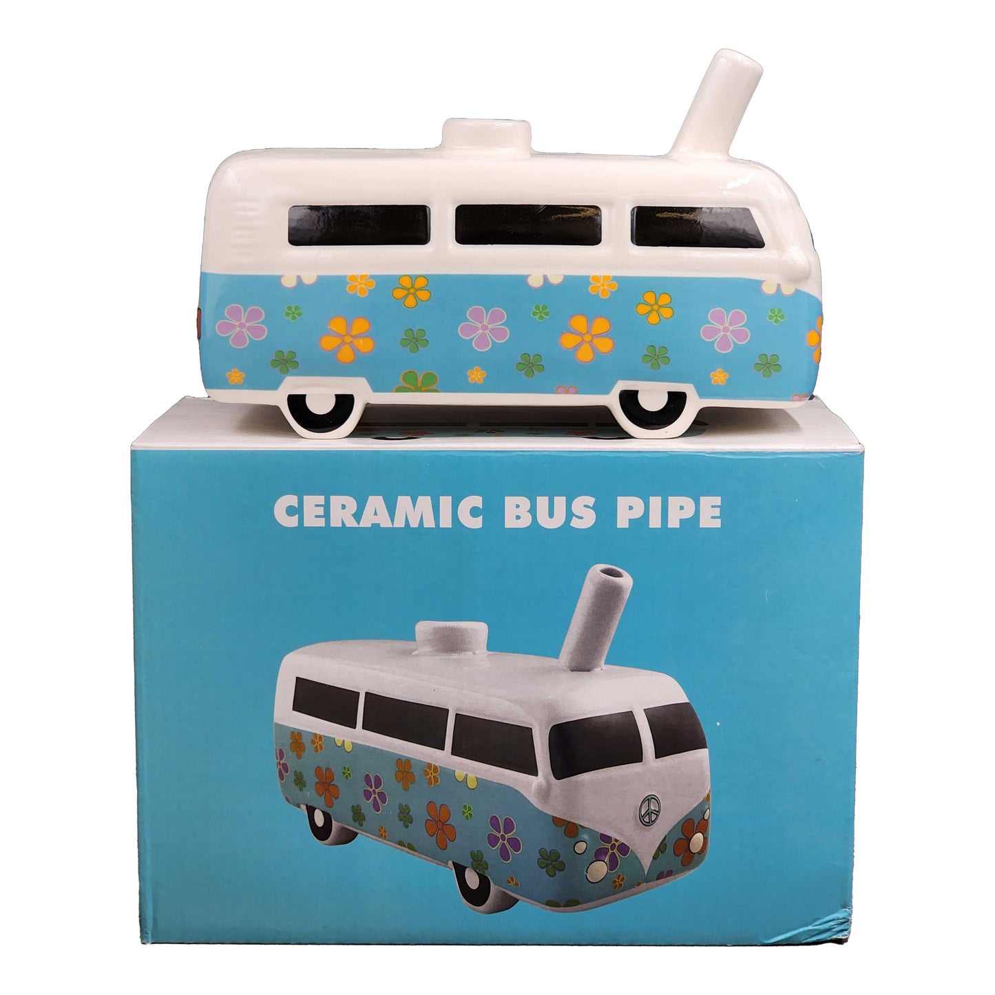 Fashioncraft Retro Vintage Bus Pipe – Ceramic Smoking Accessory – Colorful Hippie Design