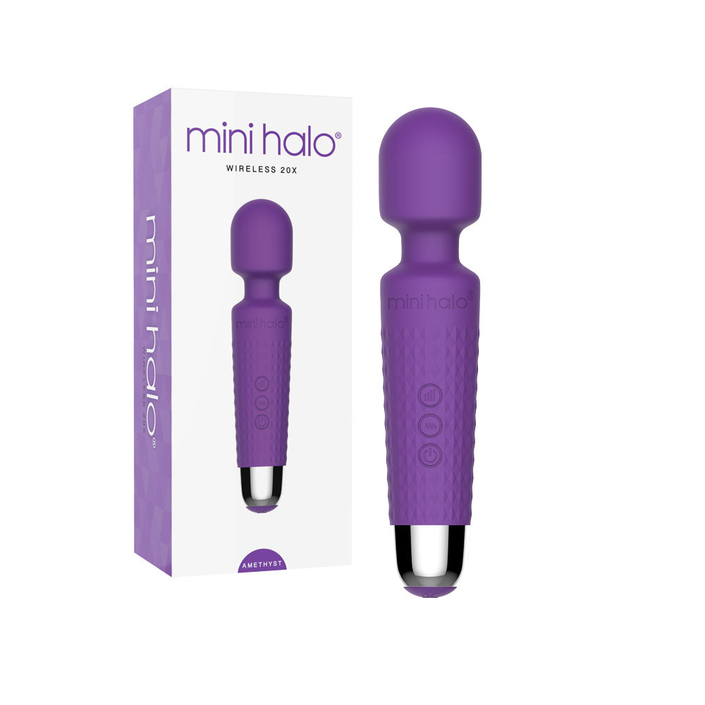 Viben Mini Halo Amethyst Wand Massager – Purple, Rechargeable with 20 Vibration Patterns