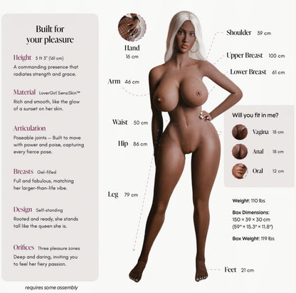 Doll Kiara Chocolate 5ft 3" Standard - Realistic Doll with Full Articulation