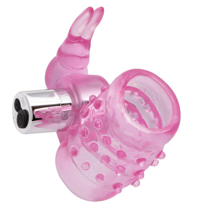 CalExotics Basic Essentials Stretchy Vibrating Bunny Enhancer – Pink