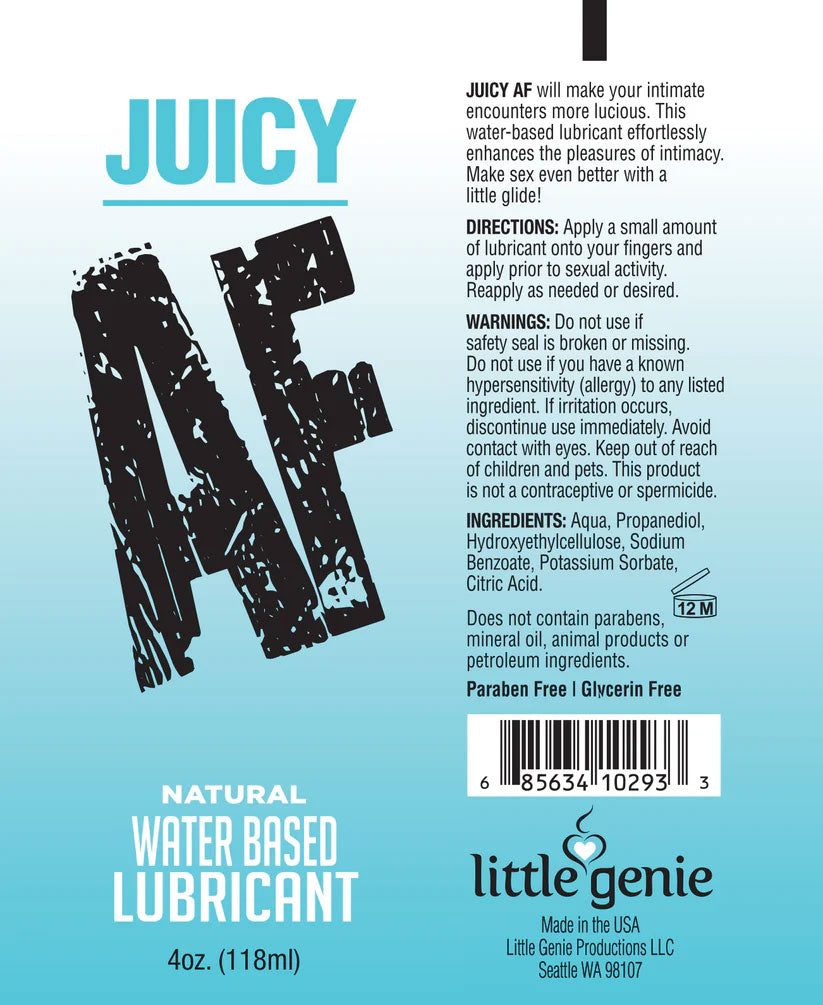 Juicy AF Natural Water Based Lubricant - 4oz - Clear
