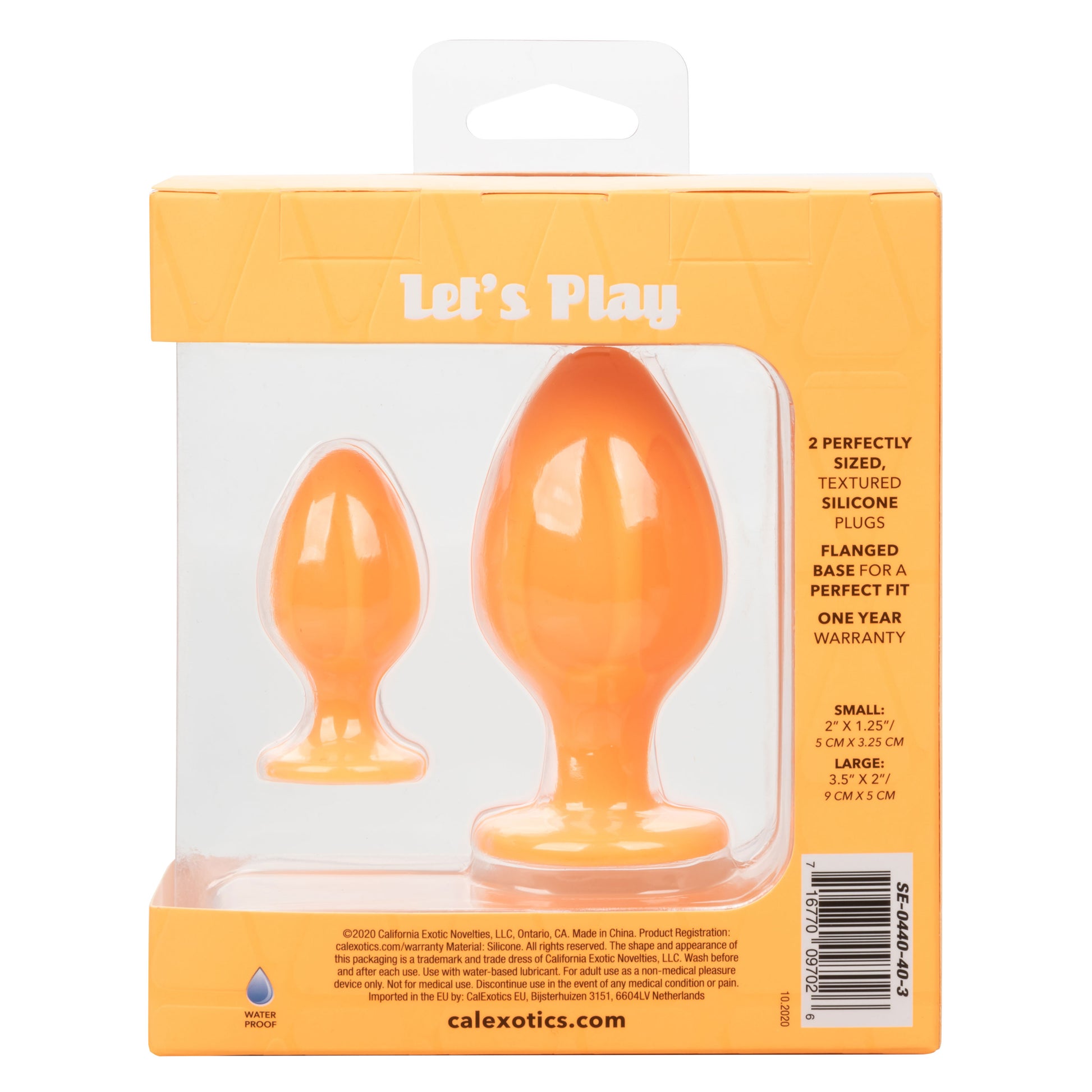 CalExotics Cheeky Anal Plug Set – Waterproof Silicone – Orange