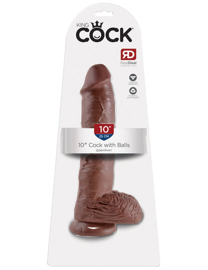 Pipedream King Cock 10-Inch Dildo with Balls – Brown