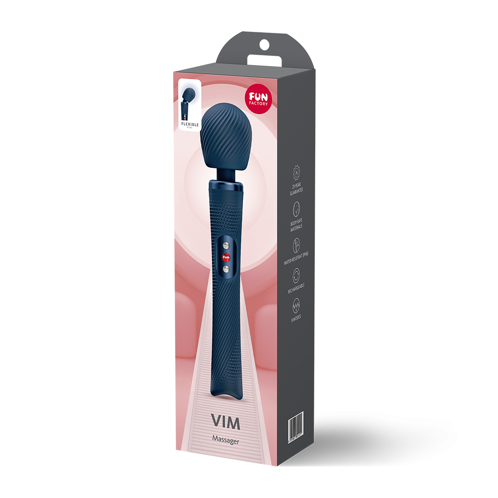 Fun Factory Vim Massager - Rechargeable Vibrating Massager - Night Blue