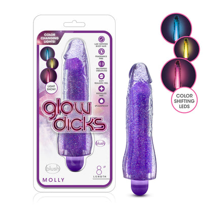 Glow Dicks Molly Glitter Vibrator - Multi-Speed G-Spot Vibrator - Purple