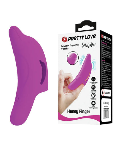 Pretty Love Delphini Dolphin Honey Finger Vibrator - Fuchsia - 10 Vibration Settings