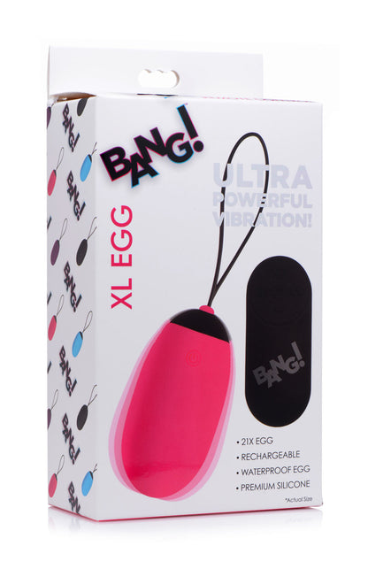 Bang XL Vibrating Egg - Waterproof Silicone with Wireless Remote - Pink