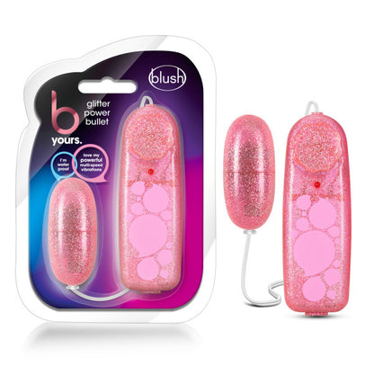 B Yours Glitter Power Bullet Mini Vibrator - Pink - Waterproof with Adjustable Speed