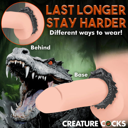 Black Caiman Silicone Cock Ring – Phthalate Free – Black