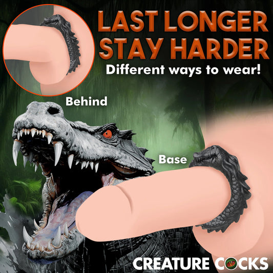 Black Caiman Silicone Cock Ring – Phthalate Free – Black
