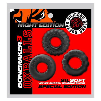 Oxballs Bonemark 3-Pack Cockring Kit – Black