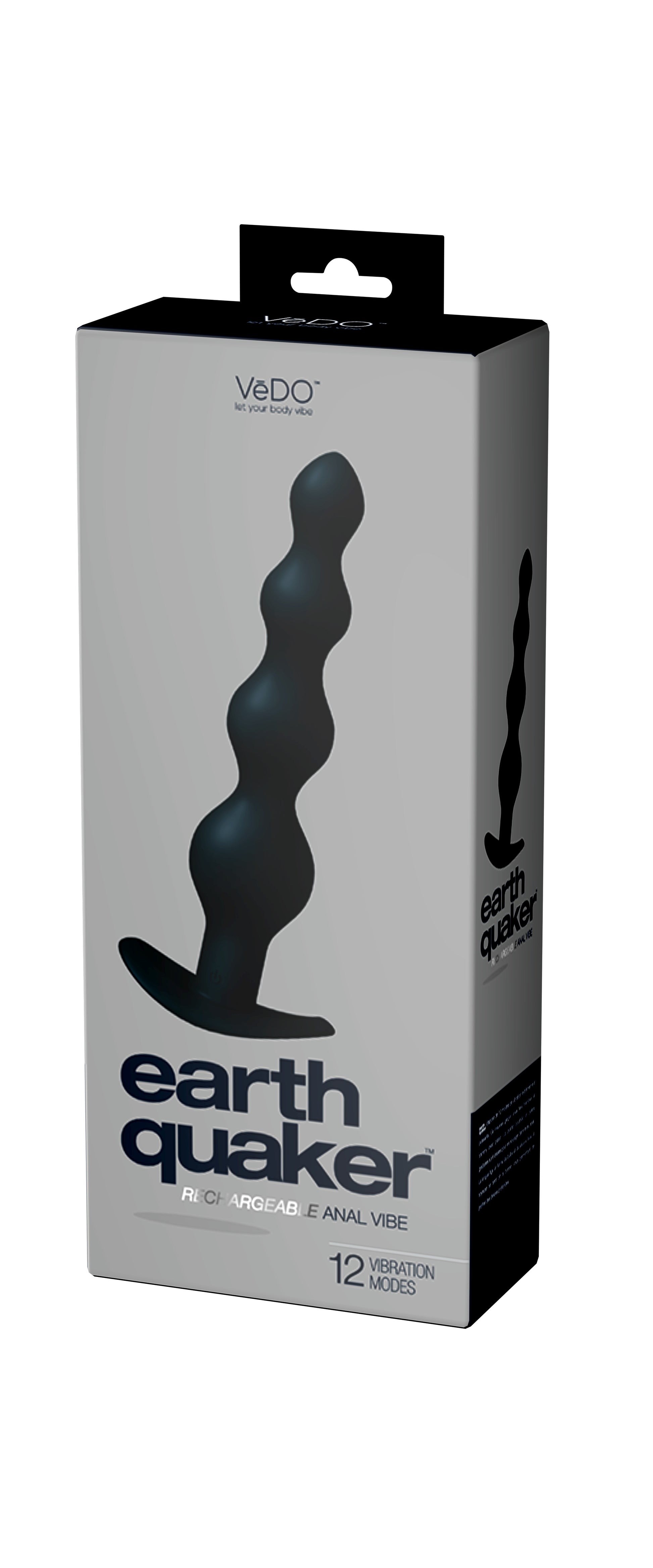Earth Quaker Rechargeable Anal Vibe – Multi-Speed Vibrating Silicone – Black