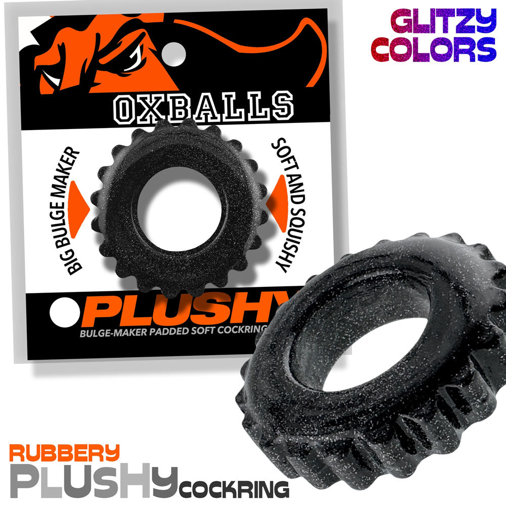 Oxballs Plushy Single Ring Cockring – Black Mica – Comfort Fit