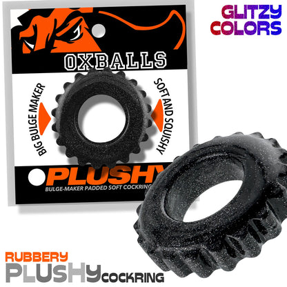 Oxballs Plushy Single Ring Cockring – Black Mica – Comfort Fit