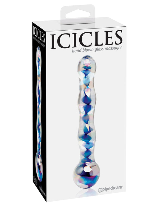 Pipedream Icicles No. 8 Glass Massager – Clear/Blue