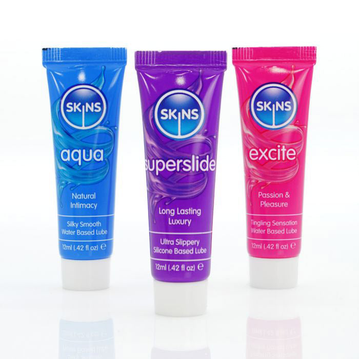Skins Vital 12ml Sampler Tubes - Water-Based, Silicone-Based, and Tingle Lubes