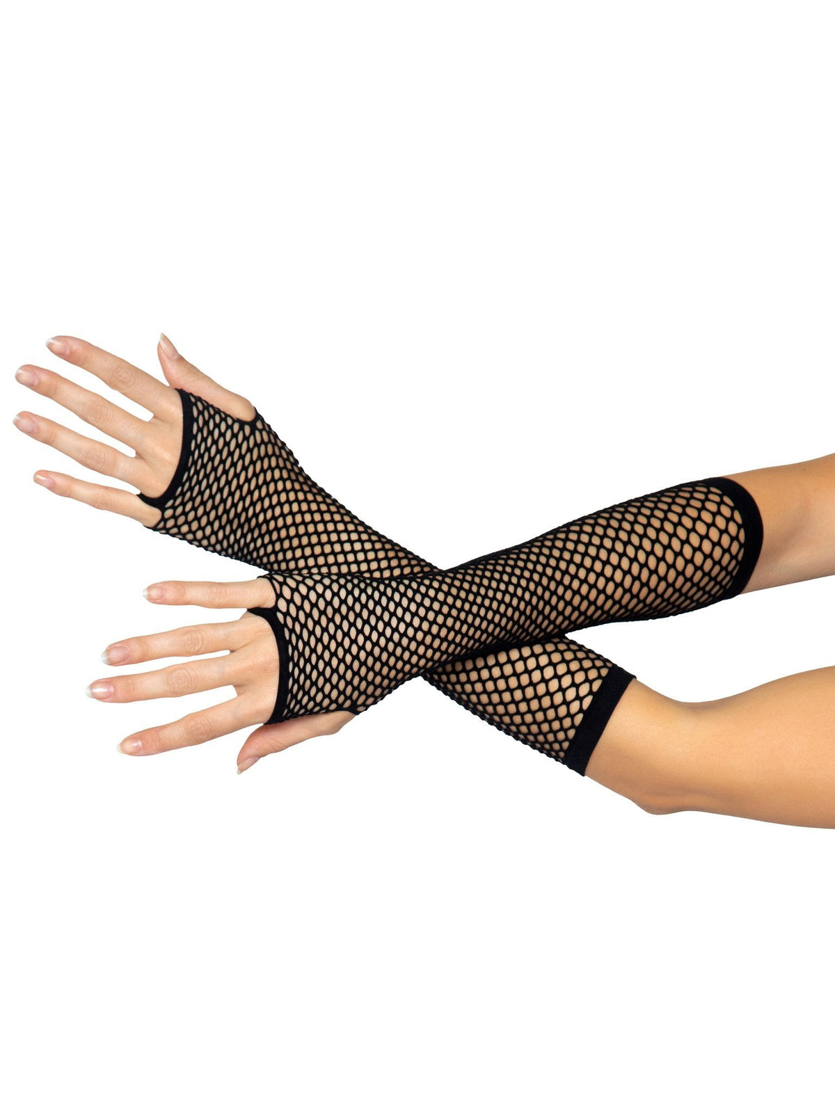 Leg Avenue Triangle Net Fingerless Gloves – Black