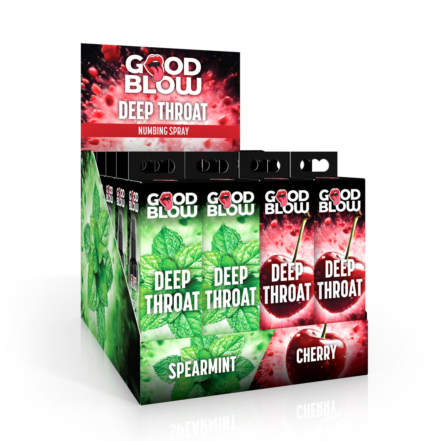 XR Brands Deep Throat Numbing Spray - Cherry/Spearmint - 24 Pcs