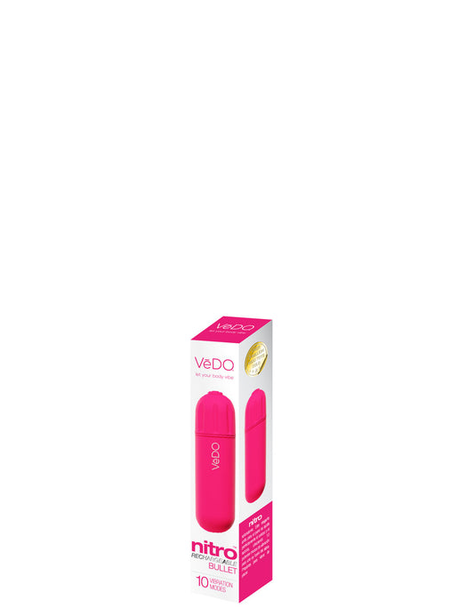 VeDO Nitro Rechargeable Bullet - Pink - Waterproof with 10 Vibration Modes
