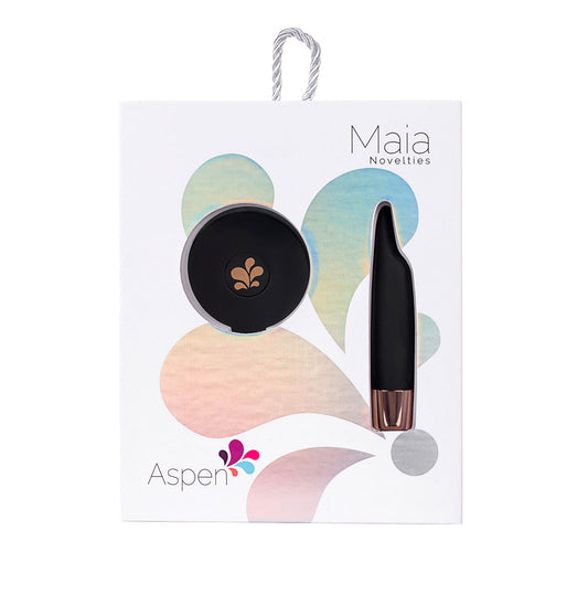 Aspen by Maia Toys 15-Function Rechargeable Wireless Flickering Tip Vibrator - Black