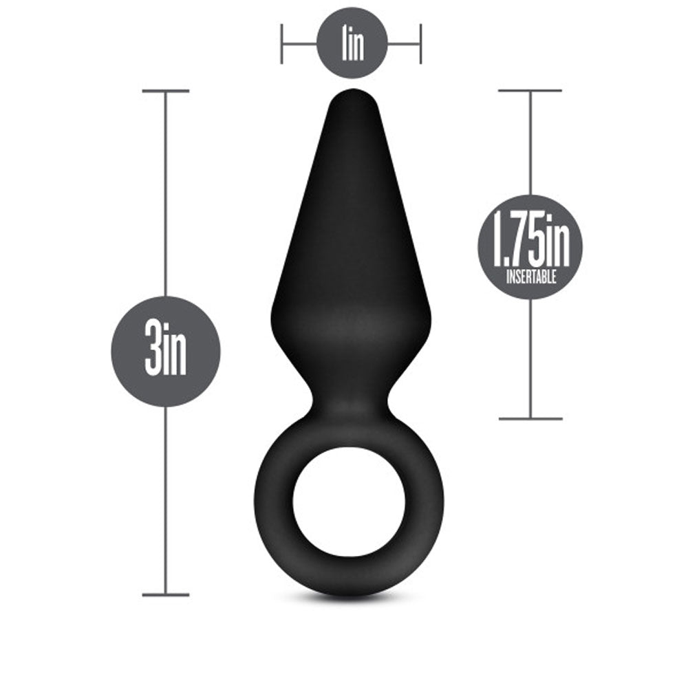 Anal Adventures Platinum Silicone Loop Plug - Small - Black - Tapered Design for Easy Insertion