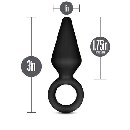 Anal Adventures Platinum Silicone Loop Plug - Small - Black - Tapered Design for Easy Insertion