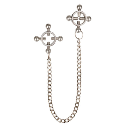 CalExotics Nipple Grips 4-Point Nipple Press with Chain – Silver