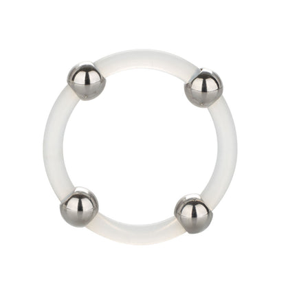 CalExotics Large Steel Beaded Silicone Ring – Supportive with Pleasure Beads – Black
