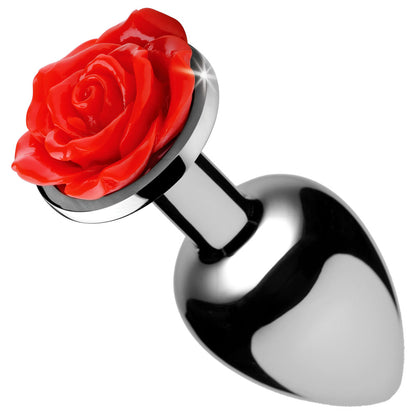 XR Brands Red Rose Anal Plug – Medium – Nickel-Free Aluminum – Red
