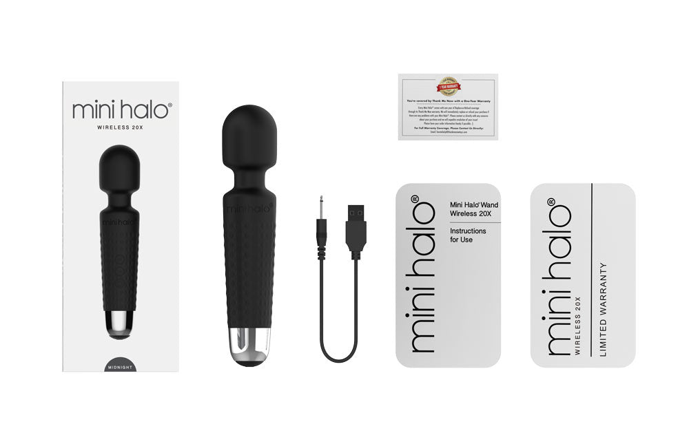 Viben Mini Halo Midnight Rechargeable Wand Massager - Black