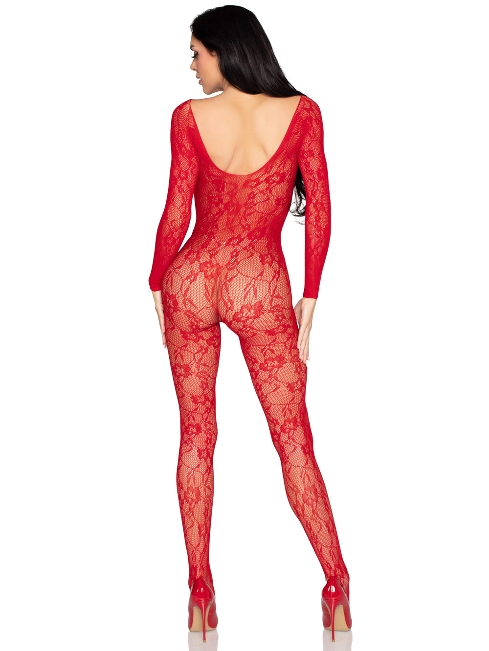 Leg Avenue Lace Lingerie Jumpsuit - Red - One Size