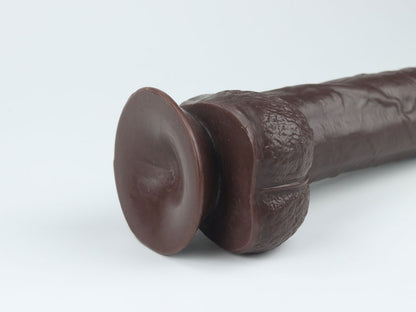 Real Skin 8" Dual Layer Dildo - Dark Brown - Realistic Design