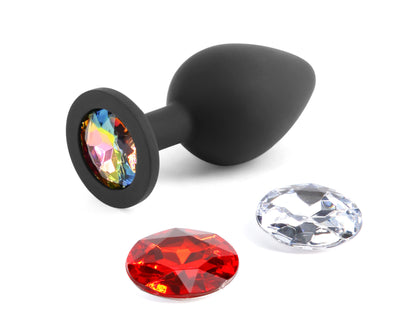 Glams Xchange Round Medium Accessory with Interchangeable Gems - Black