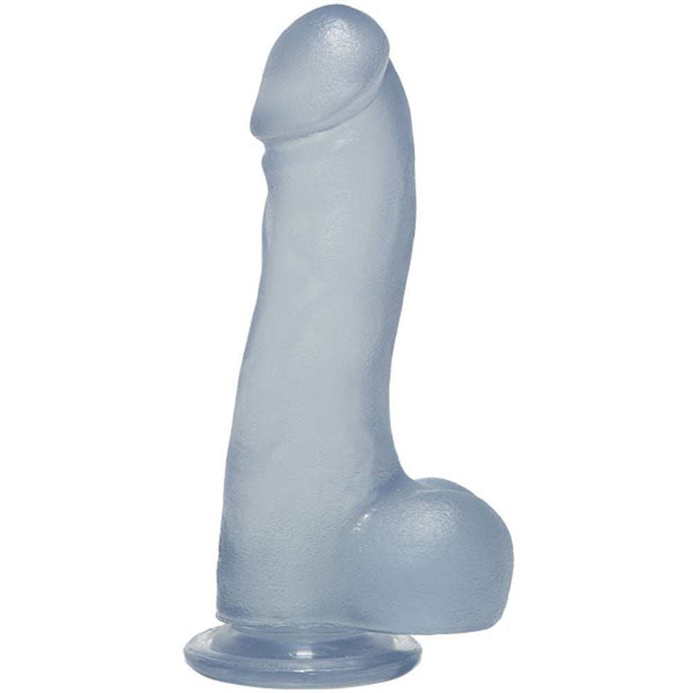 Doc Johnson Crystal Jellies 7.5-Inch Master Cock with Balls - Blue - Suction Cup Base