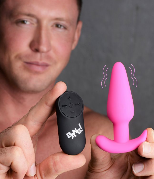 XR Brands 21X Remote Control Vibrating Silicone Butt Plug - Pink