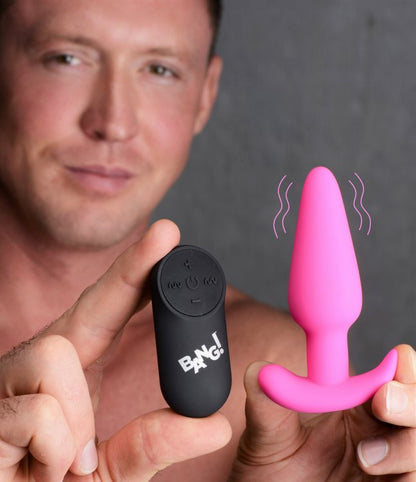 XR Brands 21X Remote Control Vibrating Silicone Butt Plug - Pink