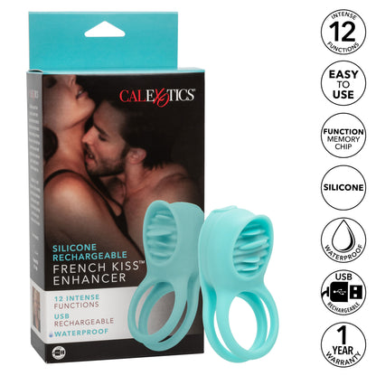 CalExotics Silicone Rechargeable French Kiss Enhancer – Blue – 12 Functions