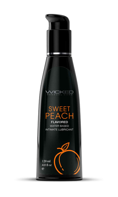 Wicked Aqua Sweet Peach Flavored Water Based Intimate Lubricant – 4 Fl. Oz.