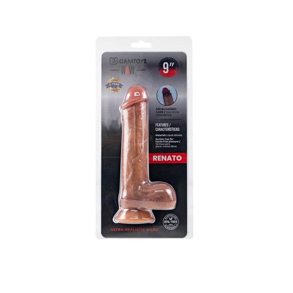 Camtoyz Raw Dildo Ultra Realistic Renato – Brown – Realistic Design with Suction Cup Base