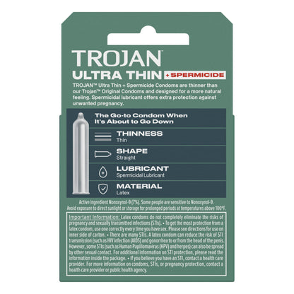 Trojan Ultra Thin Armor Condoms with Spermicidal Lubricant - 3 Pack